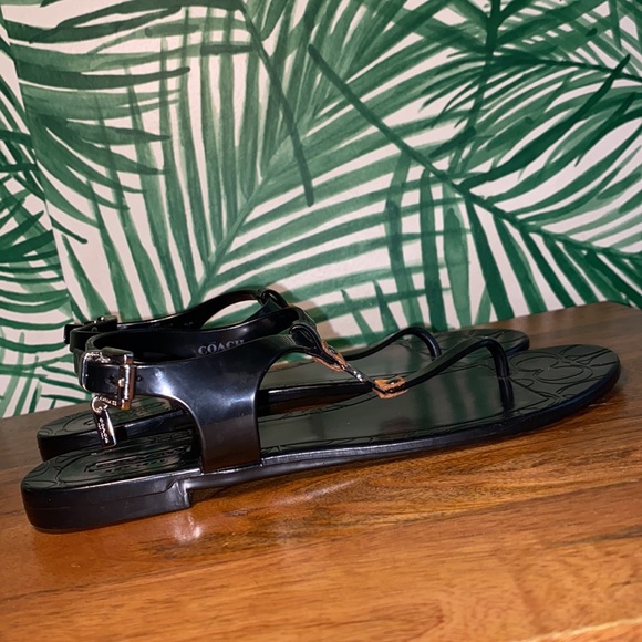 Coach Piccadilly Black Rubber Jelly Sandals Women’s 5 B - Picture 5 of 10